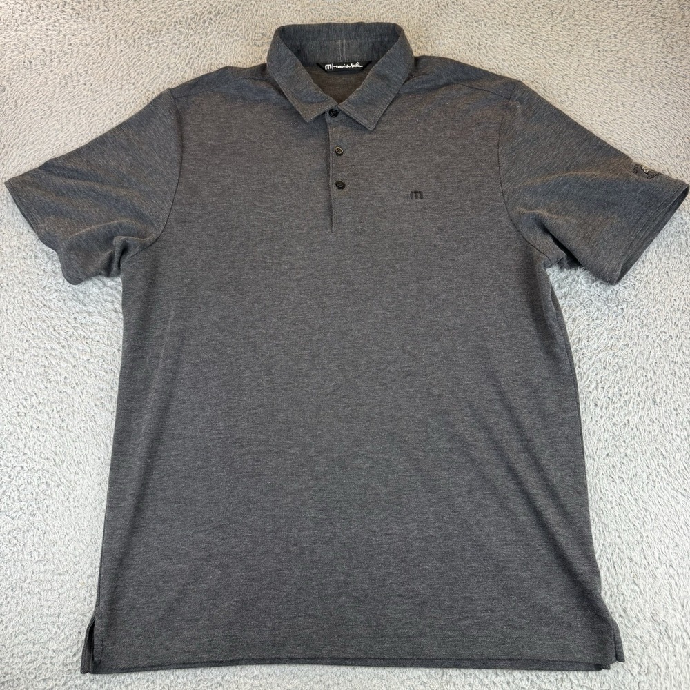 Travis Mathew Polo Shirt Adult Large Gray Logo Pima Cotton‎ Blend Golf Mens